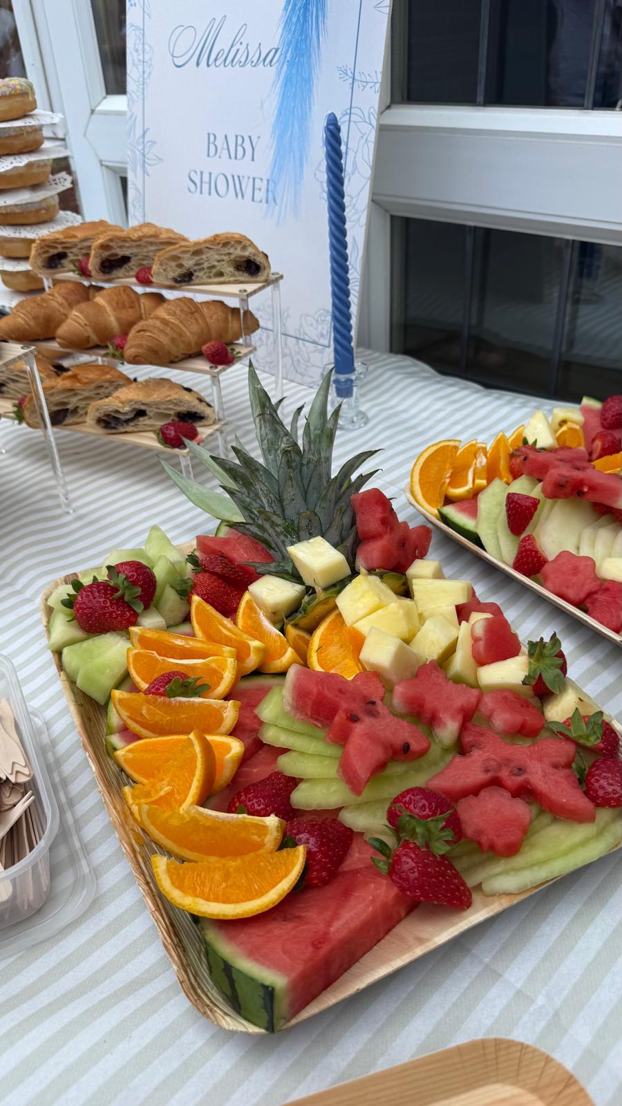 Fresh fruit platter with watermelon and pineapple
